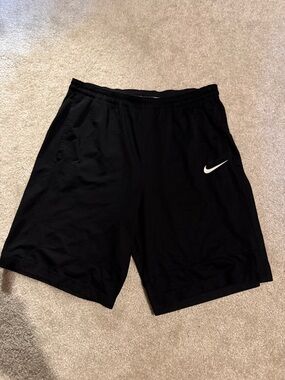 Nike Men's Black Athletic Shorts with White Swoosh
